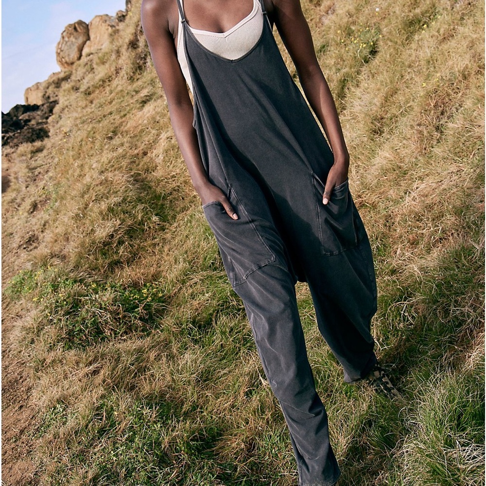 Free People FP Movement Hot Shot Onesie, L, Washed Black